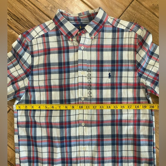 New Ralph Lauren Plaid Short Sleeve Button Up Shirt Youth XL Boys 18-20 18/20 - Picture 4 of 7
